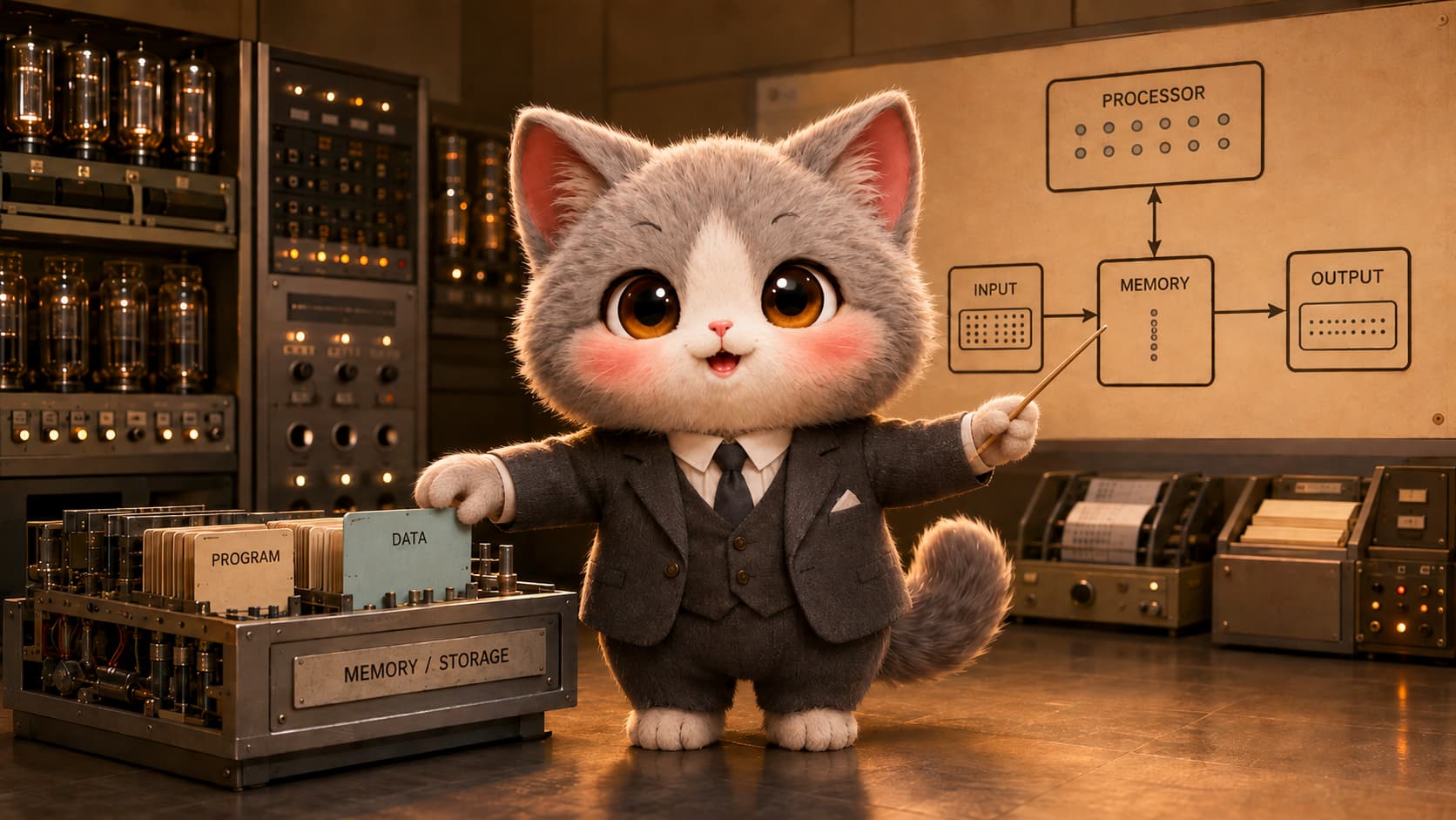 冯·诺依曼猫把程序卡与数据卡放入同一存储体系模型