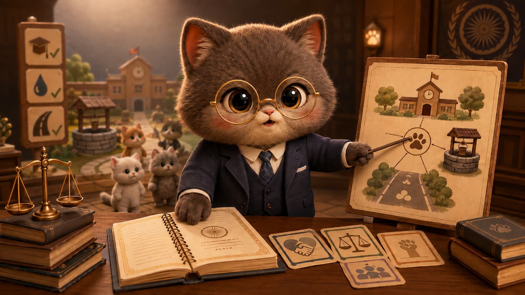 B. R. Ambedkar Cat connects constitutional equality clauses with public spaces open to every cat.