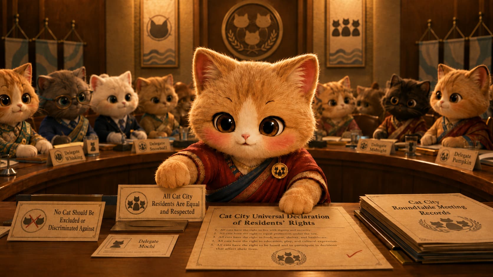 Hansa Mehta Cat replaces exclusionary wording with language that includes every cat at a shared drafting table.