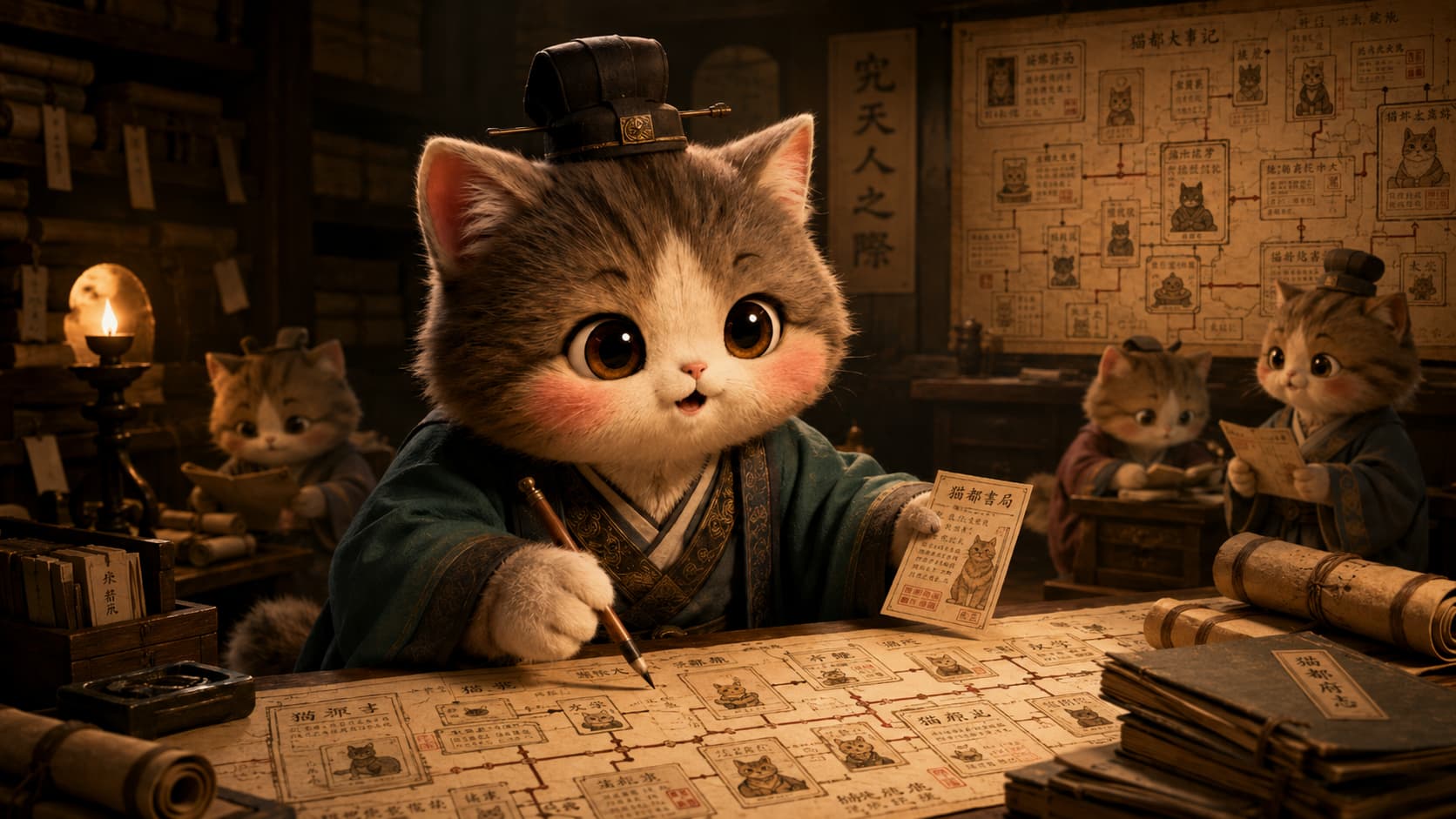 司马迁猫把事件卡放入历史时间轴并标记不同来源之间的差异